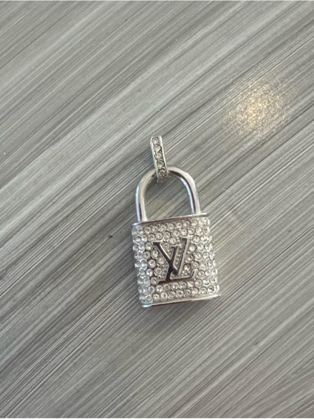 Silver Crystal Padlock Charm Pendant